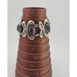 Sterling Silver Amethyst Link Bracelet